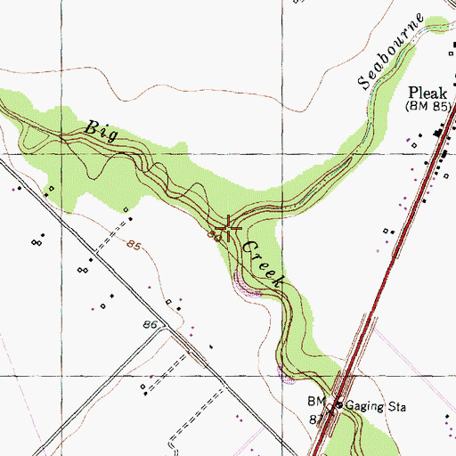 Topographic Map of Seabourne Creek, TX