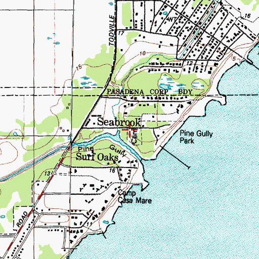 Topographic Map of Seabrook Cemetery, TX