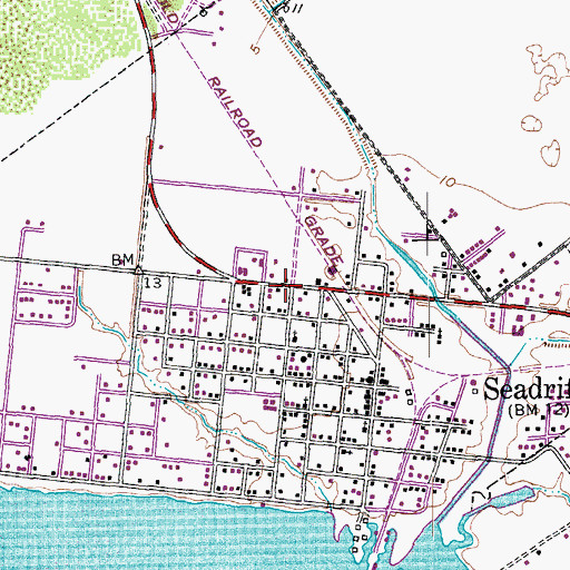 Topographic Map of Seadrift, TX