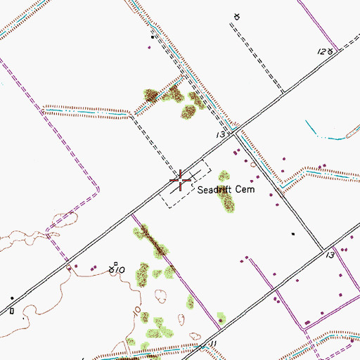 Topographic Map of Seadrift Cemetery, TX
