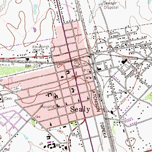 Topographic Map of Sealy, TX