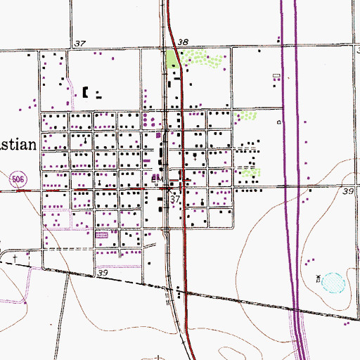 Topographic Map of Sebastian, TX