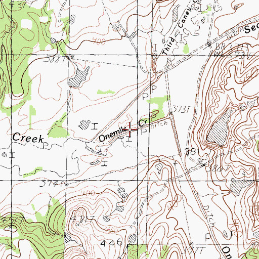 Topographic Map of Second Caney Creek, TX