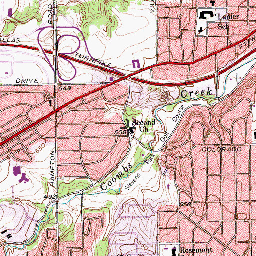 Topographic Map of Second Church, TX