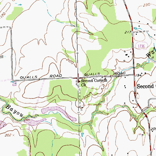 Topographic Map of Second Corinth Church, TX