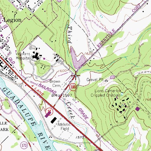 Topographic Map of Second Creek, TX
