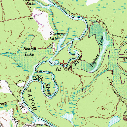 Topographic Map of Second Old River, TX