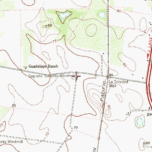 Topographic Map of Segrado Carazon Windmill, TX