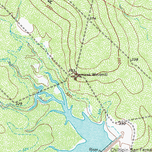 Topographic Map of Semicek Windmill, TX