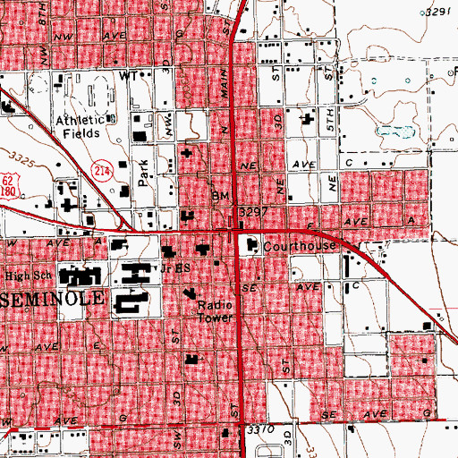 Topographic Map of Seminole, TX