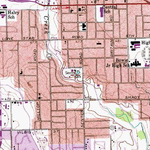 Topographic Map of Senter Park, TX