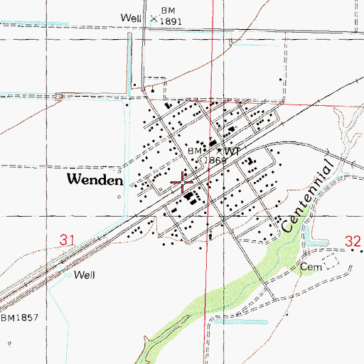Topographic Map of Wenden, AZ