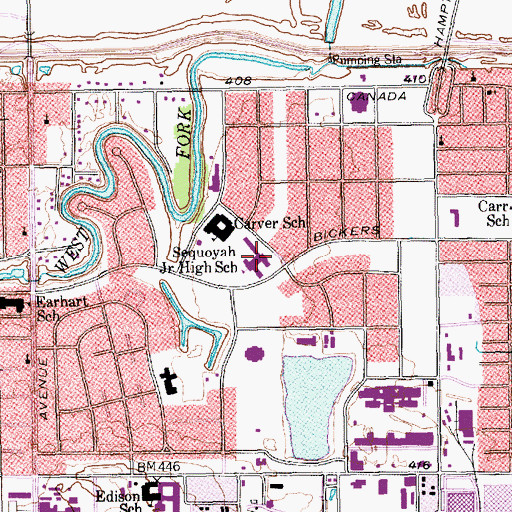 Topographic Map of Sequoyah Junior High School, TX