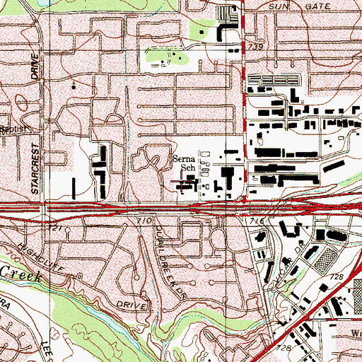 Topographic Map of Serna School, TX