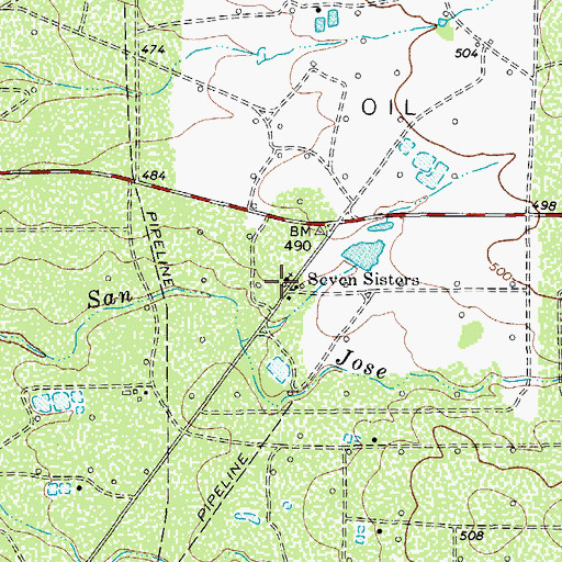 Topographic Map of Seven Sisters, TX