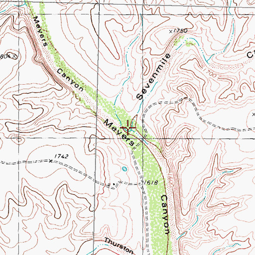 Topographic Map of Sevenmile Canyon, TX