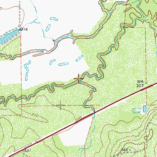 Topographic Map of Sevenmile Creek, TX