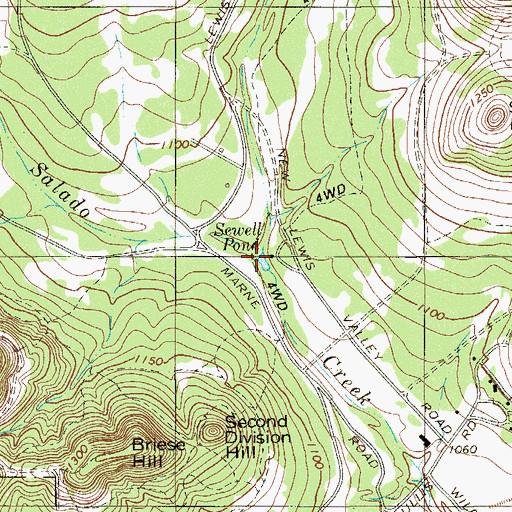 Topographic Map of Sewell Pond, TX