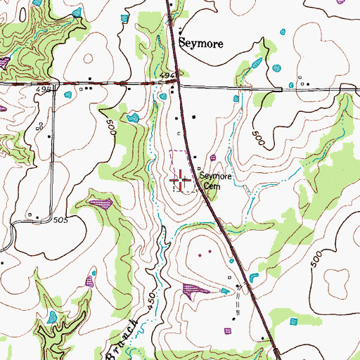 Topographic Map of Seymore Cemetery, TX
