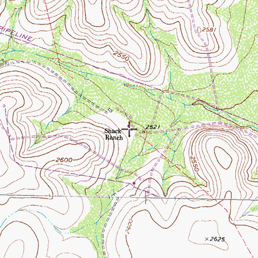 Topographic Map of Shack Ranch, TX