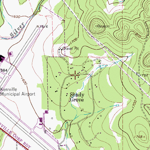 Topographic Map of Shady Grove, TX