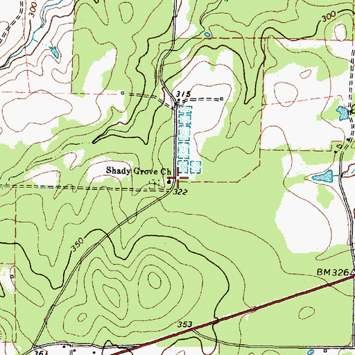 Topographic Map of Shady Grove Church, TX