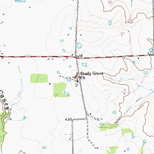 Topographic Map of Shady Grove Church, TX