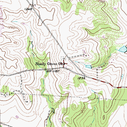 Topographic Map of Shady Grove Church, TX