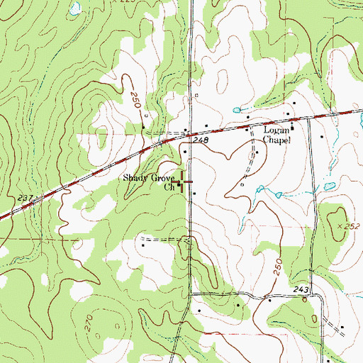 Topographic Map of Shady Grove Church, TX