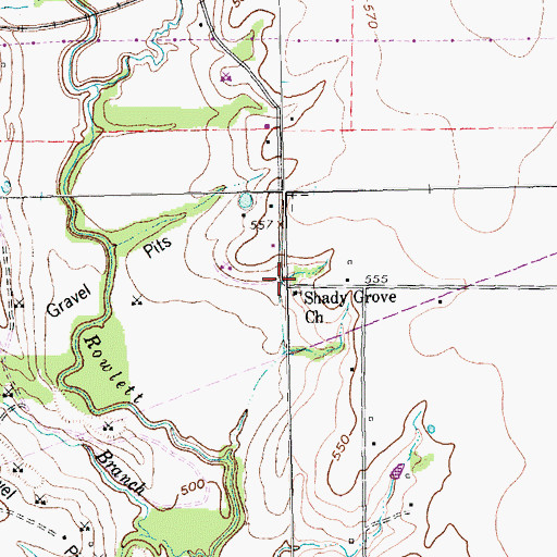 Topographic Map of Shady Grove Church, TX
