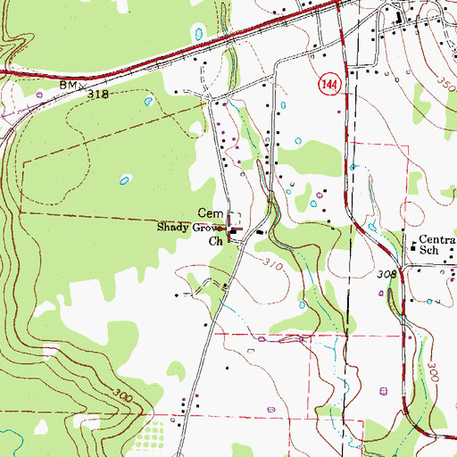 Topographic Map of Shady Grove Church, TX
