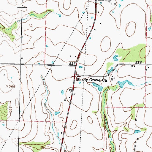 Topographic Map of Shady Grove Church, TX