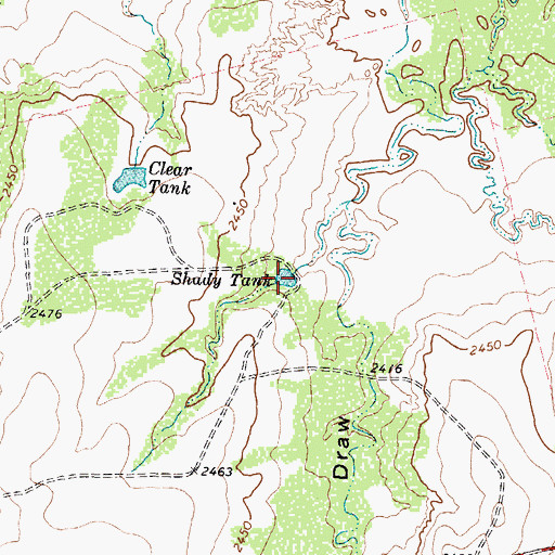 Topographic Map of Shady Tank, TX