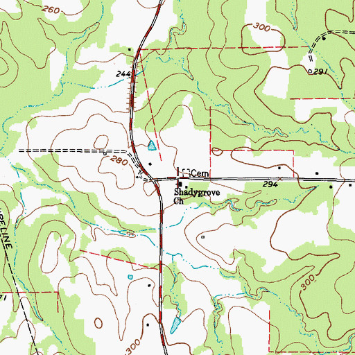 Topographic Map of Shadygrove Church, TX