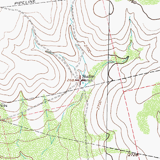 Topographic Map of Shafer Ranch, TX