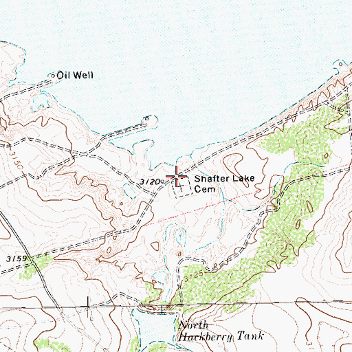 Topographic Map of Shafter Lake Cemetery, TX