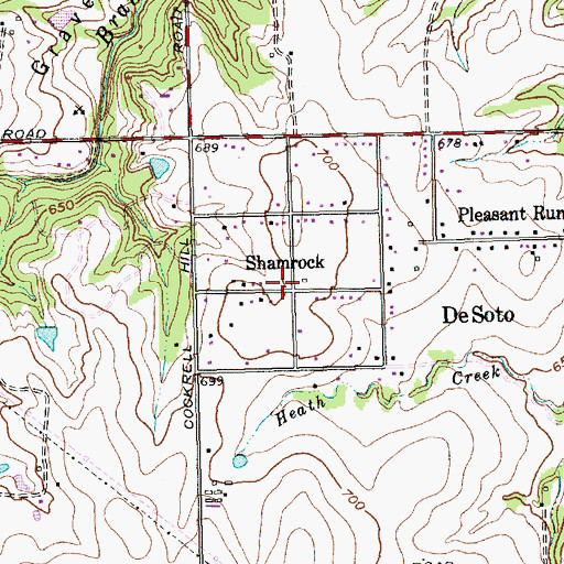 Topographic Map of Shamrock, TX