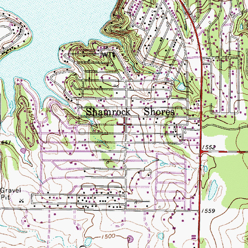Topographic Map of Shamrock Shores, TX