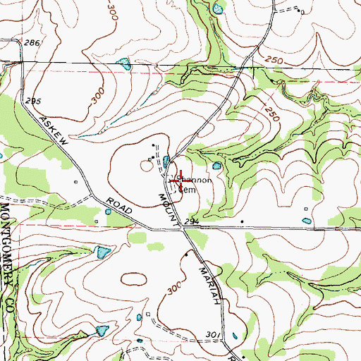 Topographic Map of Shannon Cemetery, TX