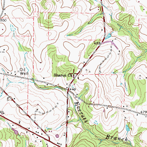 Topographic Map of Sharon Church, TX