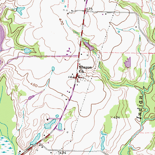 Topographic Map of Sharon Church, TX