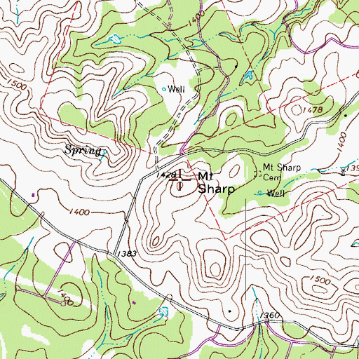 Topographic Map of Mount Sharp, TX