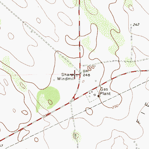 Topographic Map of Sharps Windmill, TX