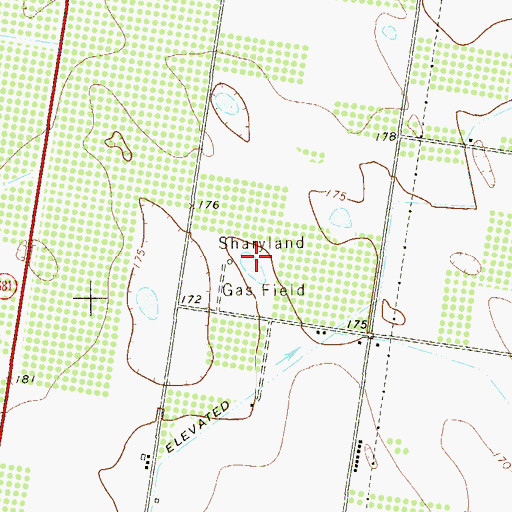 Topographic Map of Sharyland Gas Field, TX