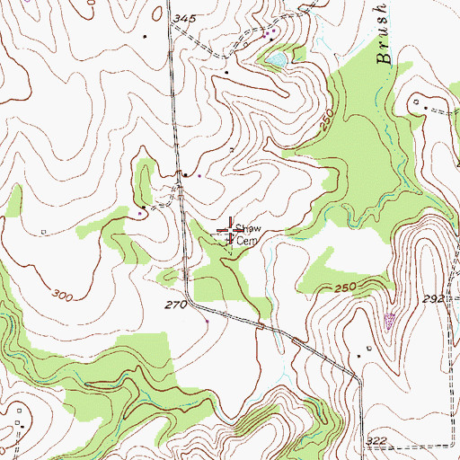 Topographic Map of Shaw Cemetery, TX