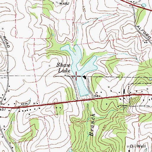 Topographic Map of Shaw Lake, TX