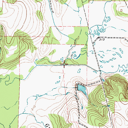 Topographic Map of Shawnee Creek, TX