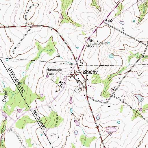 Topographic Map of Shelby, TX