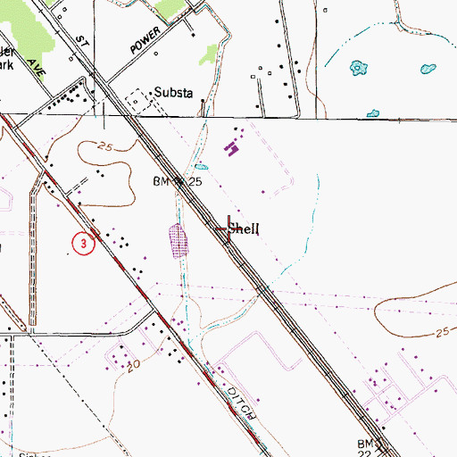 Topographic Map of Shell, TX