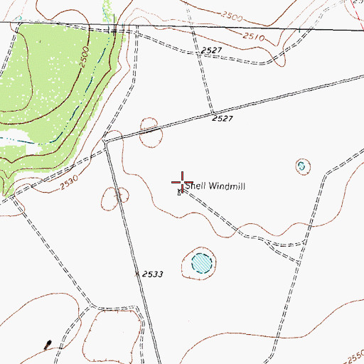 Topographic Map of Shell Windmill, TX